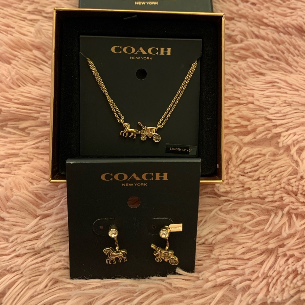 Coach necklace and earrings set